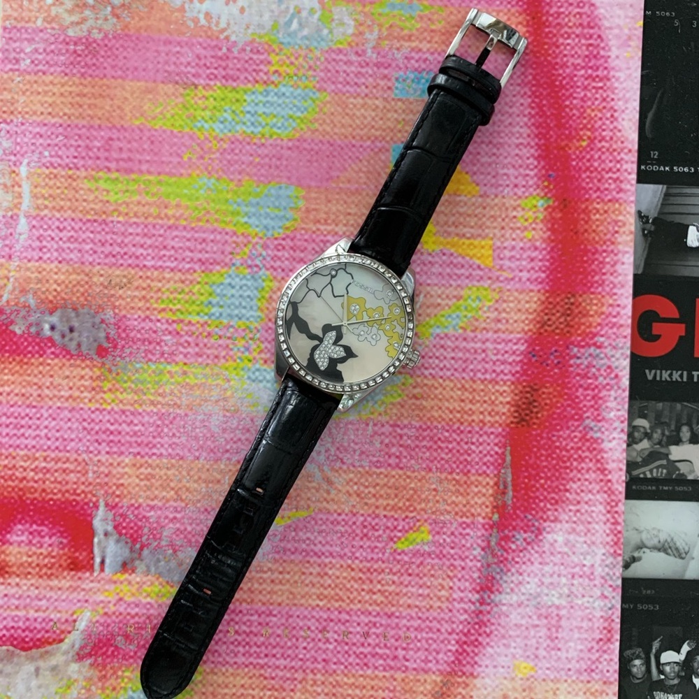 Adjustable Black Leather Fossil Watch